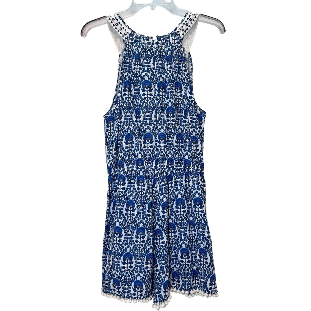 Anthropologie Ranna Gill Romper Blue Festival Girly Preppy Coquette Medium NWT - Picture 6 of 13